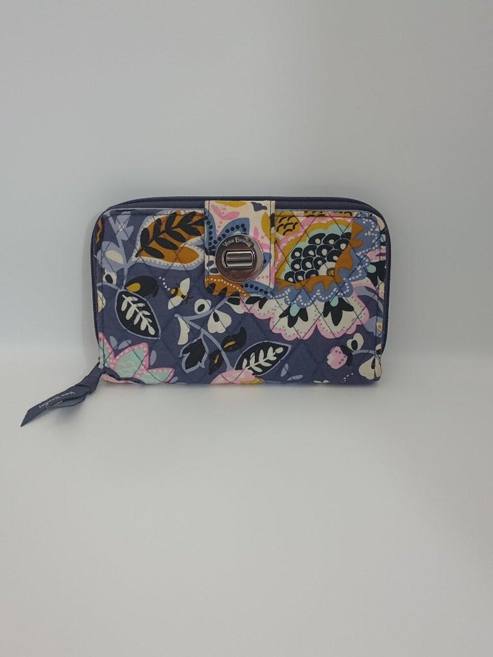Vera Bradley Turnlock Zip Around Wallet Floral Quilted Cotton Organizer